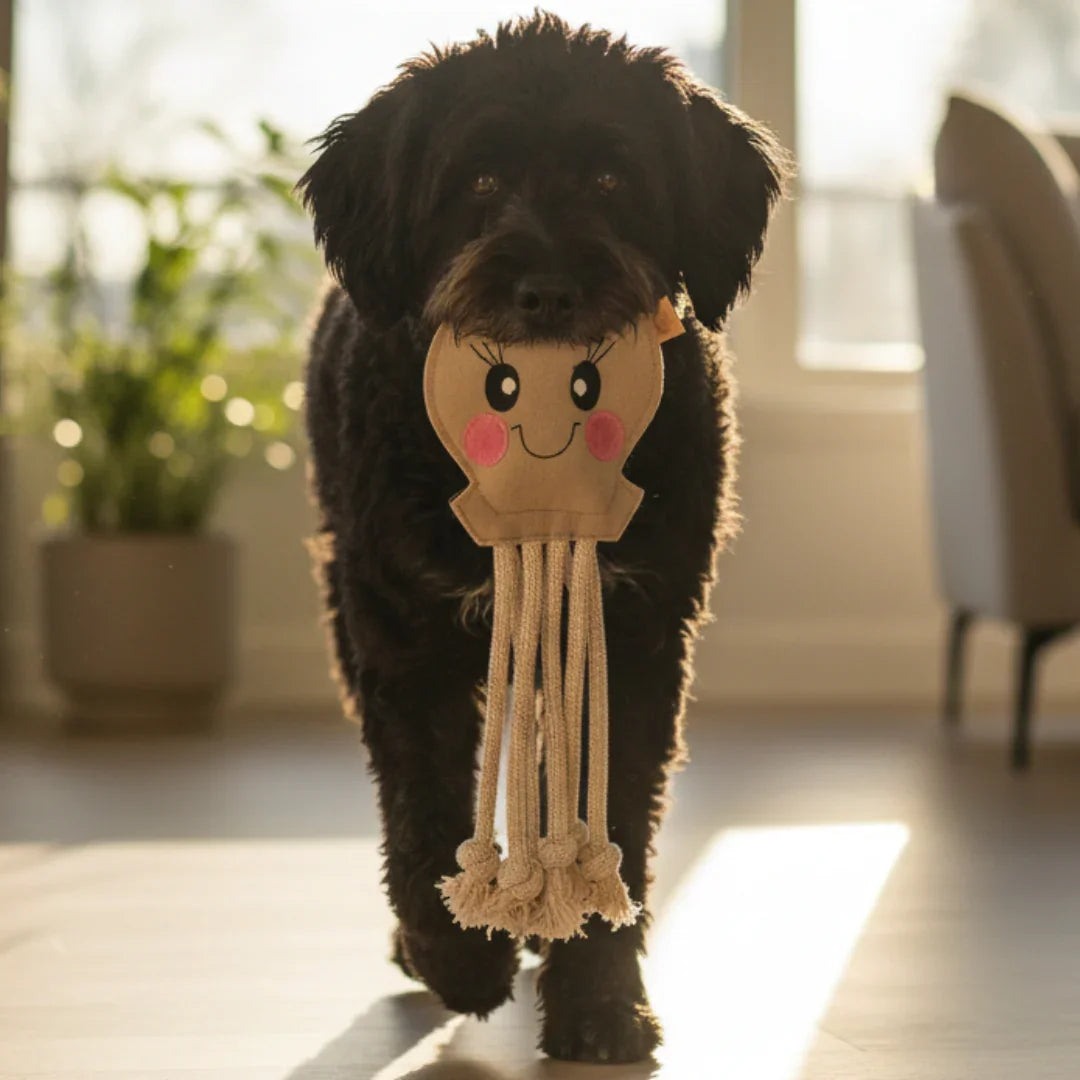 Nachhaltiges Leder Hundespielzeug Oktopus Dummy 