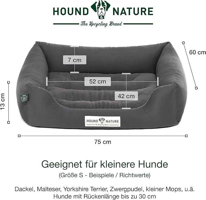 Öko-Hundebett Luzern von HOUND&NATURE | Fleece-Seite | Recycelte Materialien | Oeko-Tex® Standard 100  | Grau