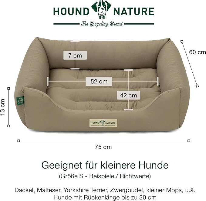 Öko-Hundebett Luzern von HOUND&NATURE | Fleece-Seite | Recycelte Materialien | Oeko-Tex® Standard 100  | Taupe