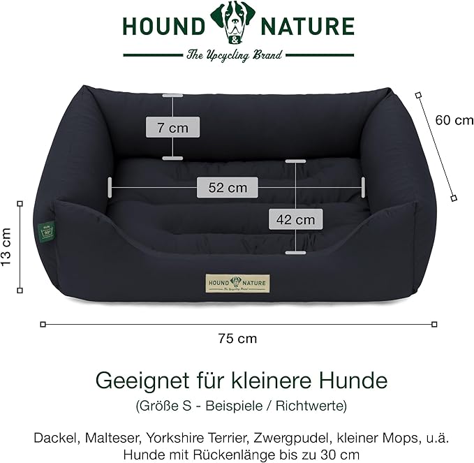 Öko-Hundebett Luzern von HOUND&NATURE | Fleece-Seite | Recycelte Materialien | Oeko-Tex® Standard 100  | Blau