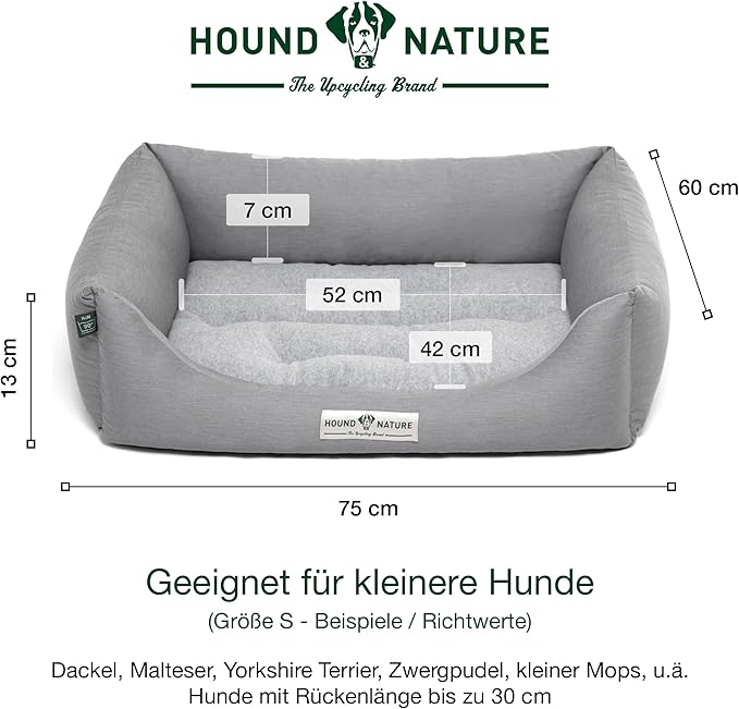 Öko-Hundebett Luzern von HOUND&NATURE | Fleece-Seite | Recycelte Materialien | Oeko-Tex® Standard 100  | Hellgrau