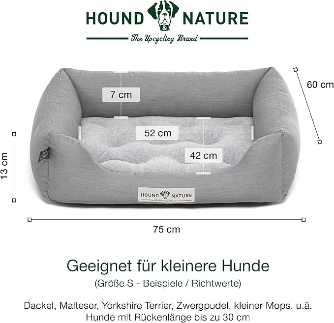 Orthopädisches Öko-Hundebett Zürich von HOUND&NATURE | Fleece-Seite | Recycelte Materialien | Oeko-Tex® Standard | Hellgrau