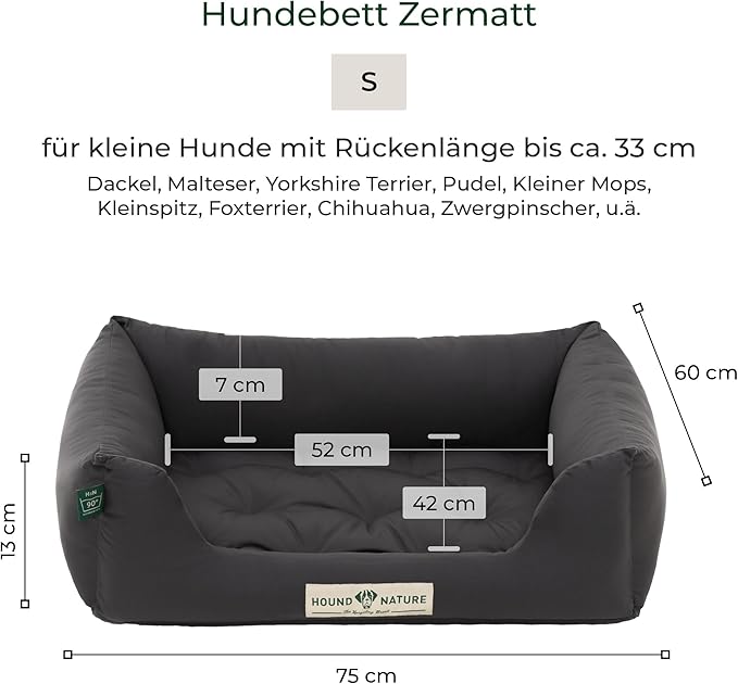 Orthopädisches Öko-Hundebett Zermatt von HOUND&NATURE | Recycelte Materialien | Oeko-Tex® Standard | Grau