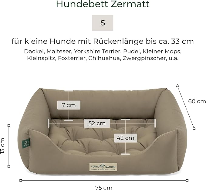 Orthopädisches Öko-Hundebett Zermatt von HOUND&NATURE | Recycelte Materialien | Oeko-Tex® Standard | Taupe