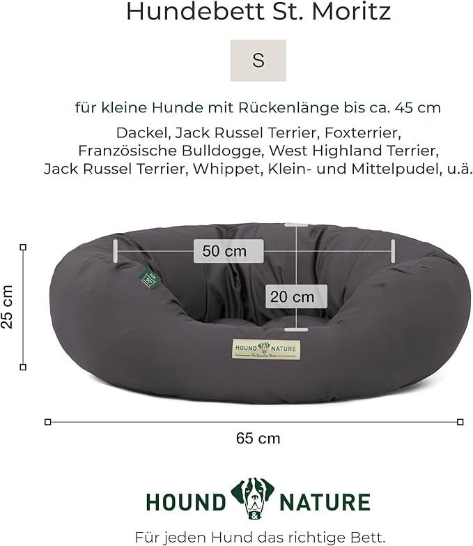 Rundes Öko-Hundebett St.Moritz von HOUND&NATURE | Recycelte Materialien | Oeko-Tex® Standard 100  | Grau