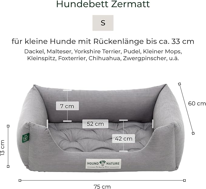 Orthopädisches Öko-Hundebett Zermatt von HOUND&NATURE | Recycelte Materialien | Oeko-Tex® Standard | Hellgrau