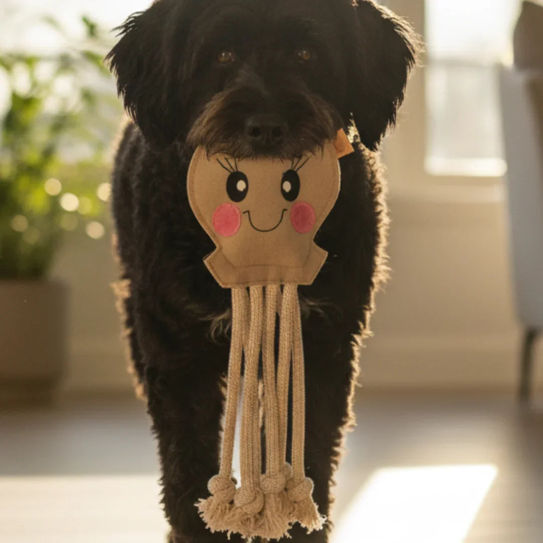 Nachhaltiges Leder Hundespielzeug Oktopus Dummy "Karla Krake 2.0" | 100% schadstofffrei & robust