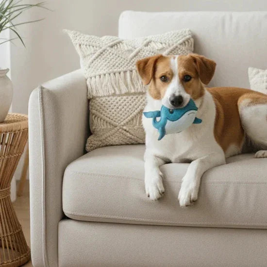 Nachhaltiges BUDDY. Leder Hundespielzeug Wal - schadstofffrei - inkl. 15% Rabatt Hundetraining Ellen Marques | Fräulein Plath