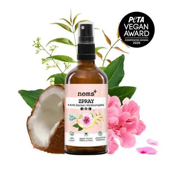 Noms+ Anti-Zecken Spray für Hunde gegen Flöhe, Zecken, Milben & Mücken | 100% Chemiefrei | 100ml Jahresvorrat | Fräulein Plath
