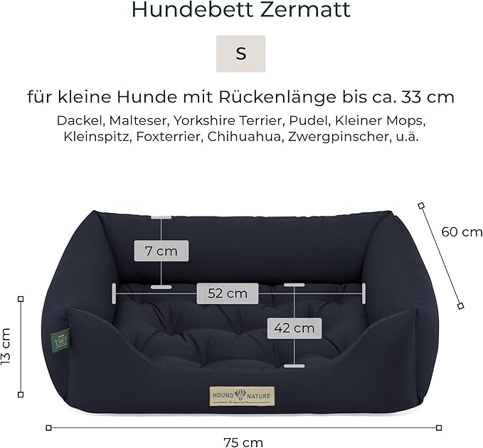 Orthopädisches Öko-Hundebett Zermatt von HOUND&NATURE | Recycelte Materialien | Oeko-Tex® Standard | Blau