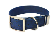 Hundehalsband mit Dornschnalle | Korkleder | Umweltfreundlich | Robust & Vegan | Denim/Silber | Fräulein Plath