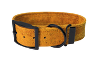 Hundehalsband mit Dornschnalle | Korkleder | Umweltfreundlich | Robust & Vegan | Senf/Schwarz | Fräulein Plath