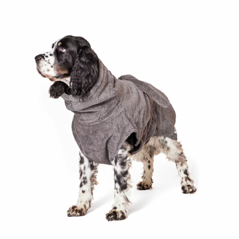 Öko-Hundebademantel | 100% Bio-Baumwolle | Weich & saugstark | Stone Grey