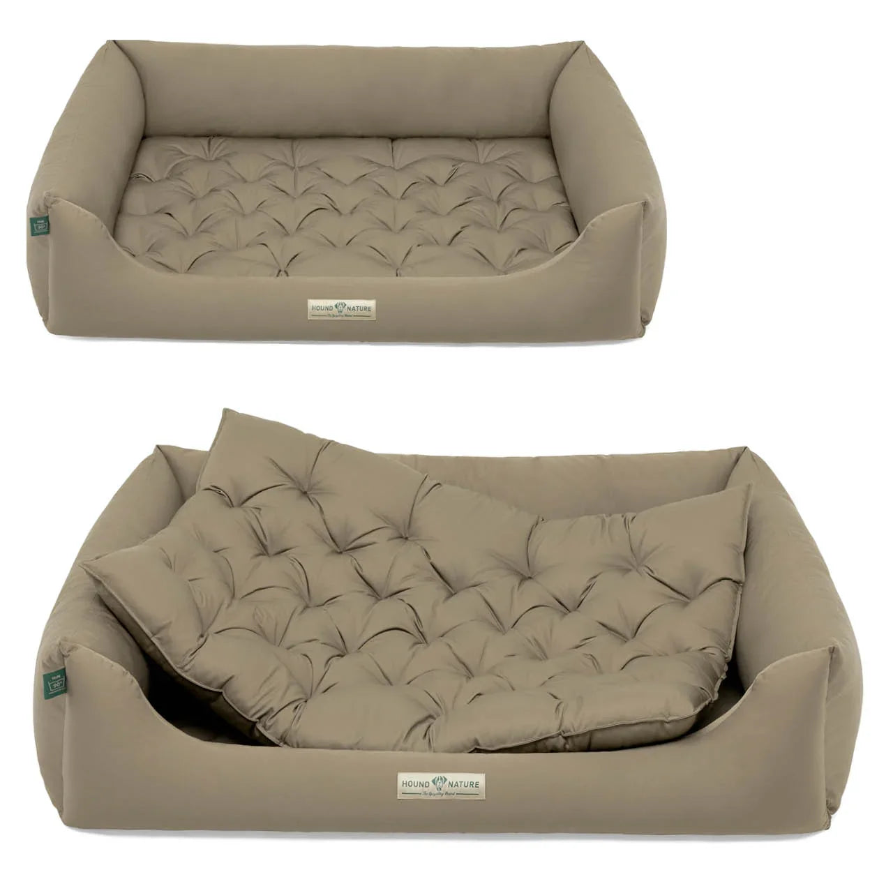 Orthopädisches Öko-Hundebett Zermatt von HOUND&NATURE | Recycelte Materialien | Oeko-Tex® Standard | Taupe | Fräulein Plath