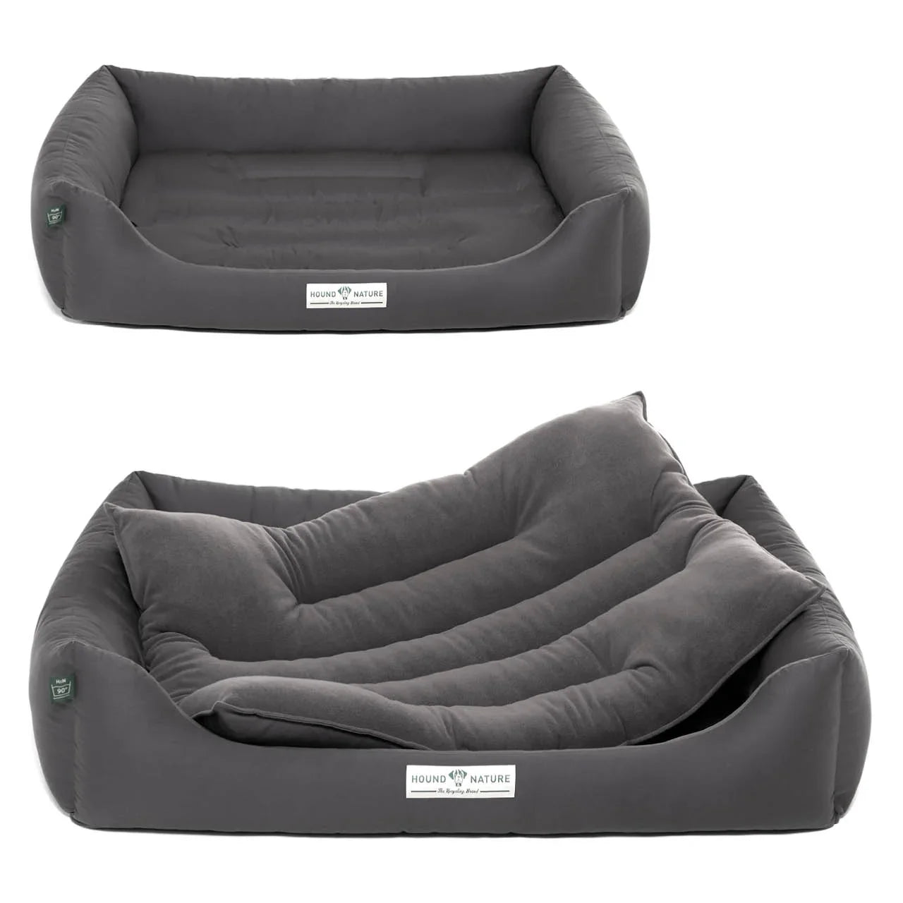 Öko-Hundebett Luzern von HOUND&NATURE | Fleece-Seite | Recycelte Materialien | Oeko-Tex® Standard 100 | Grau