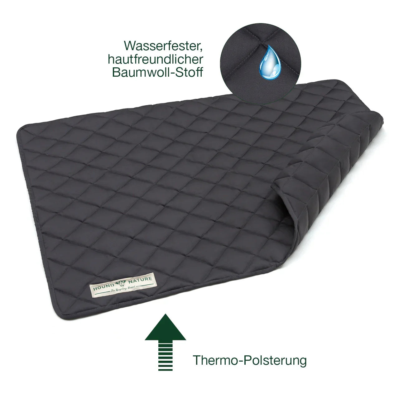 Öko Hundedecke Davos HOUND&NATURE | Wasserfest & recycelte Materialien | Oeko-Tex® Standard 100 | Grau