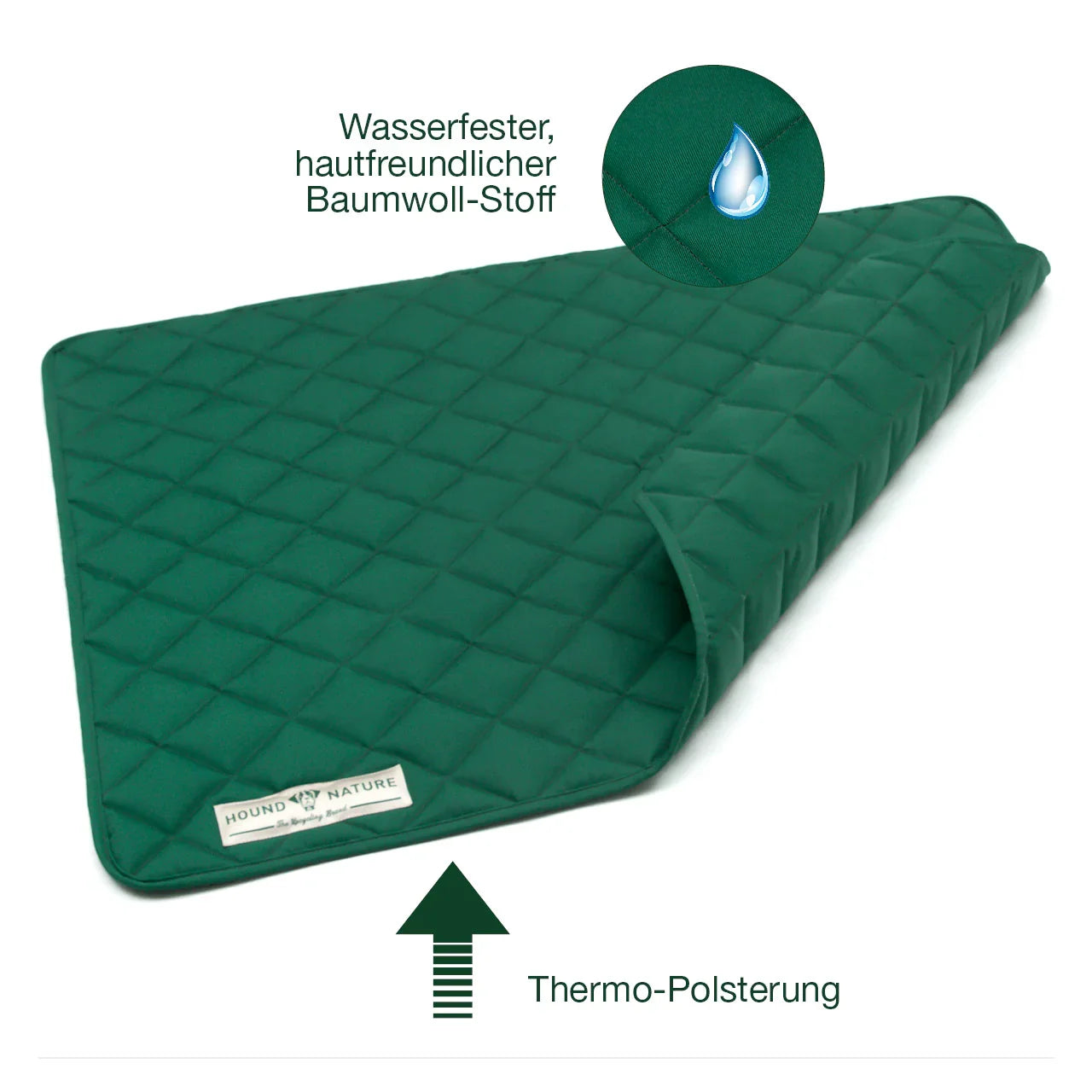 Öko Hundedecke Davos HOUND&NATURE | Wasserfest & recycelte Materialien | Oeko-Tex® Standard 100 | Grün