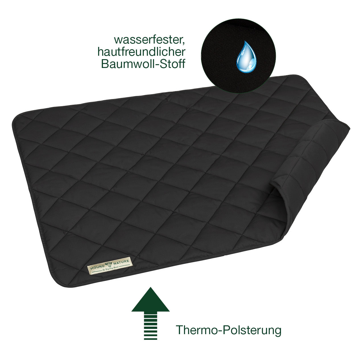 Öko Hundedecke Davos HOUND&NATURE | Wasserfest & recycelte Materialien | Oeko-Tex® Standard 100  | Schwarz