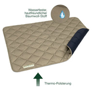 Öko Wendedecke Davos von HOUND&NATURE | Wasserfest & recycelte Materialien | Oeko-Tex® Standard 100 | Taupe-blau | Fräulein Plath