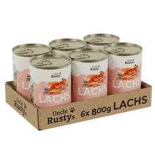 Lade das Bild in den Galerie-Viewer, Uncle Rusty's Lachs mit Kürbis, Haferkleie und Apfel Nassfutter - regionale Zutaten
