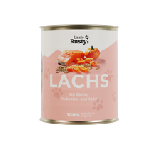 Lade das Bild in den Galerie-Viewer, Uncle Rusty's Lachs mit Kürbis, Haferkleie und Apfel Nassfutter - regionale Zutaten
