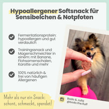 Lade das Bild in den Galerie-Viewer, Noms+ Herzenshappen Snack | Hypoallergener Softsnack für sensible Hunde | inkl. Tierschutzspende | 200g
