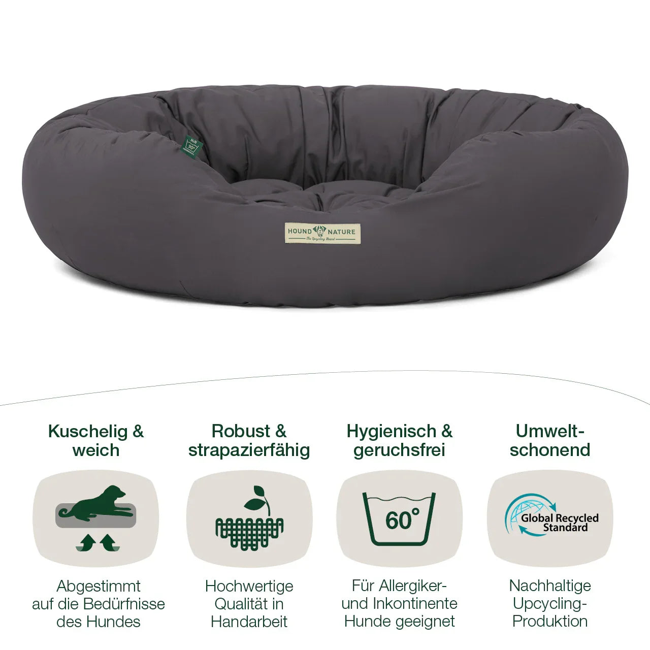 Hundebett rund St.Moritz von HOUND&NATURE | Recycelte Materialien |  Oeko-Tex® Standard 100