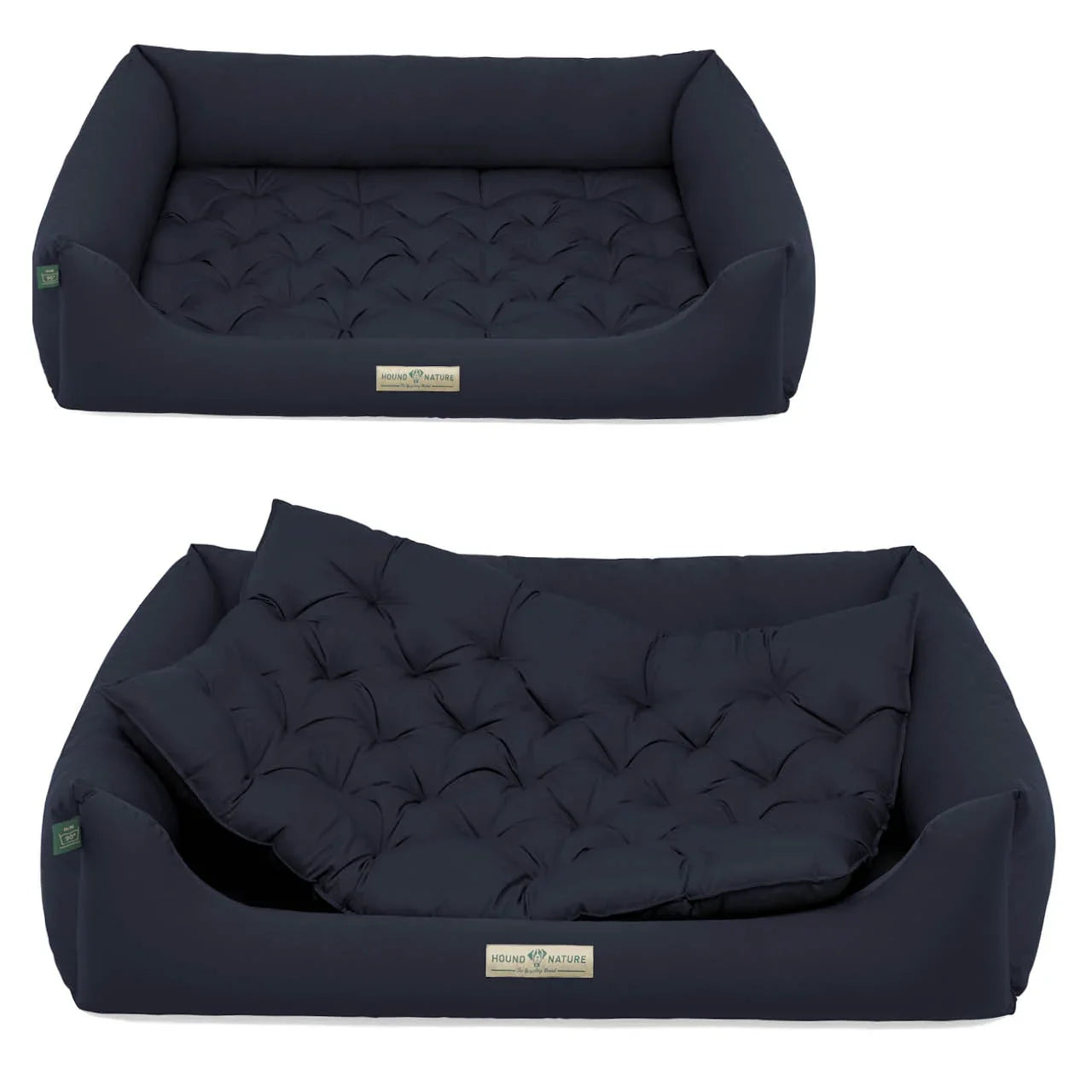 Orthopädisches Öko-Hundebett Zermatt von HOUND&NATURE | Recycelte Materialien | Oeko-Tex® Standard | Blau | Fräulein Plath