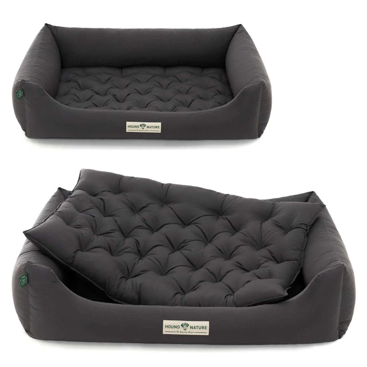 Orthopädisches Öko-Hundebett Zermatt von HOUND&NATURE | Recycelte Materialien | Oeko-Tex® Standard | Grau | Fräulein Plath