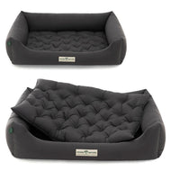 Orthopädisches Öko-Hundebett Zermatt von HOUND&NATURE | Recycelte Materialien | Oeko-Tex® Standard | Grau | Fräulein Plath