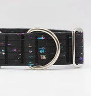 Hundehalsband mit Dornschnalle | Korkleder | Umweltfreundlich | Robust & Vegan | Rainbowglimmer/Silber | Fräulein Plath