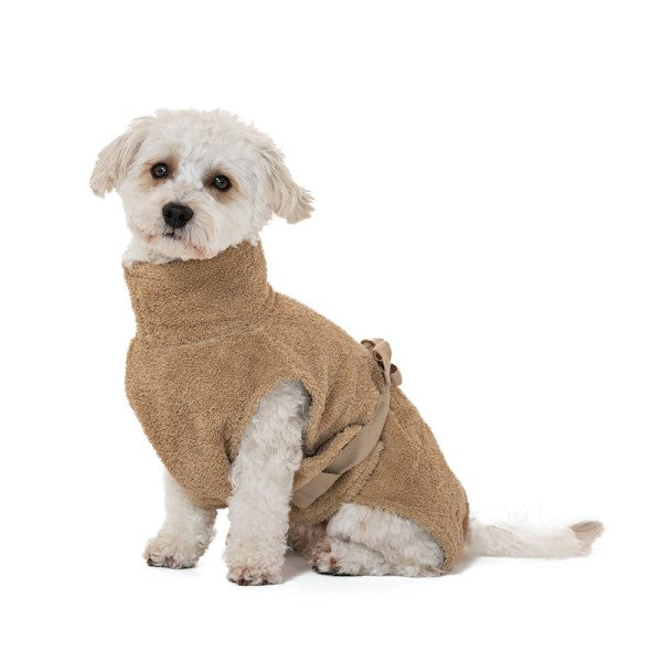 Öko-Hundebademantel | 100% Bio-Baumwolle | Weich & saugstark | Sand
