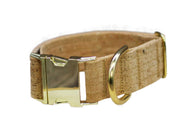 Hundehalsband mit Klickverschluss | Korkleder | Umweltfreundlich | Robust & Vegan | Natur/Gold | Fräulein Plath
