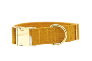 Hundehalsband mit Klickverschluss | Korkleder | Umweltfreundlich | Robust & Vegan | Senf/Gold | Fräulein Plath