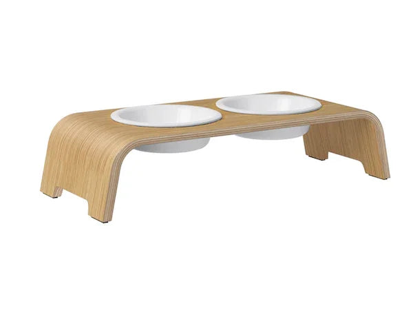 Futterstation dogBar® für Hunde | Porzellan | Eiche hell