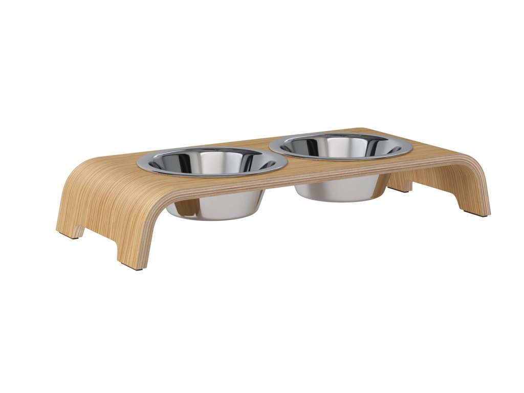 Futterstation dogBar® | Edelstahl | Eiche hell