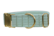 Hundehalsband mit Klickverschluss | Korkleder | Umweltfreundlich | Robust & Vegan | Mint/Gold | Fräulein Plath